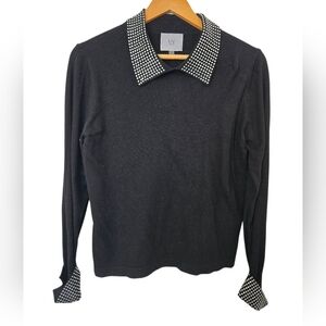 LIV Milano Black Sweater with Studded Collar Size Medium